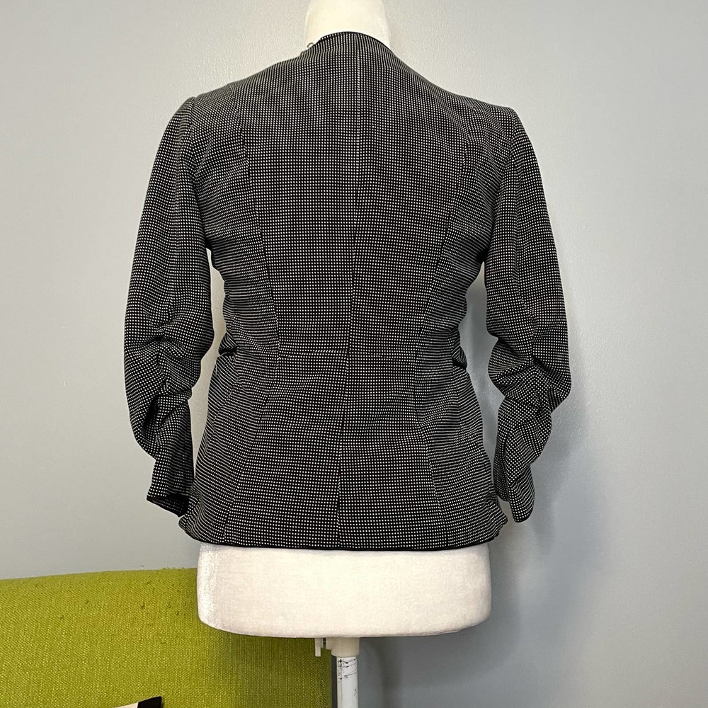 H&M Black White Dot Ruched Open Blazer Jacket 6 - Picture 6 of 6